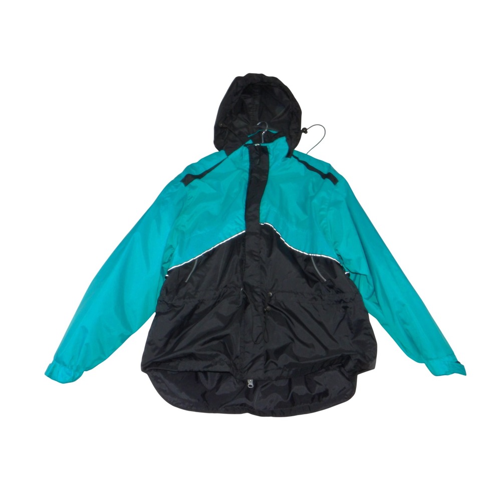 Vintage Prospirit Windbreaker Jacket Teal Black Colorblock Hooded Mens Medium